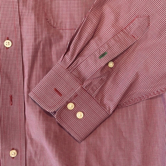 Tommy Hilfiger Men's Check Button Down Size 16 1/2 34-35 Red TLC - Picture 3 of 12